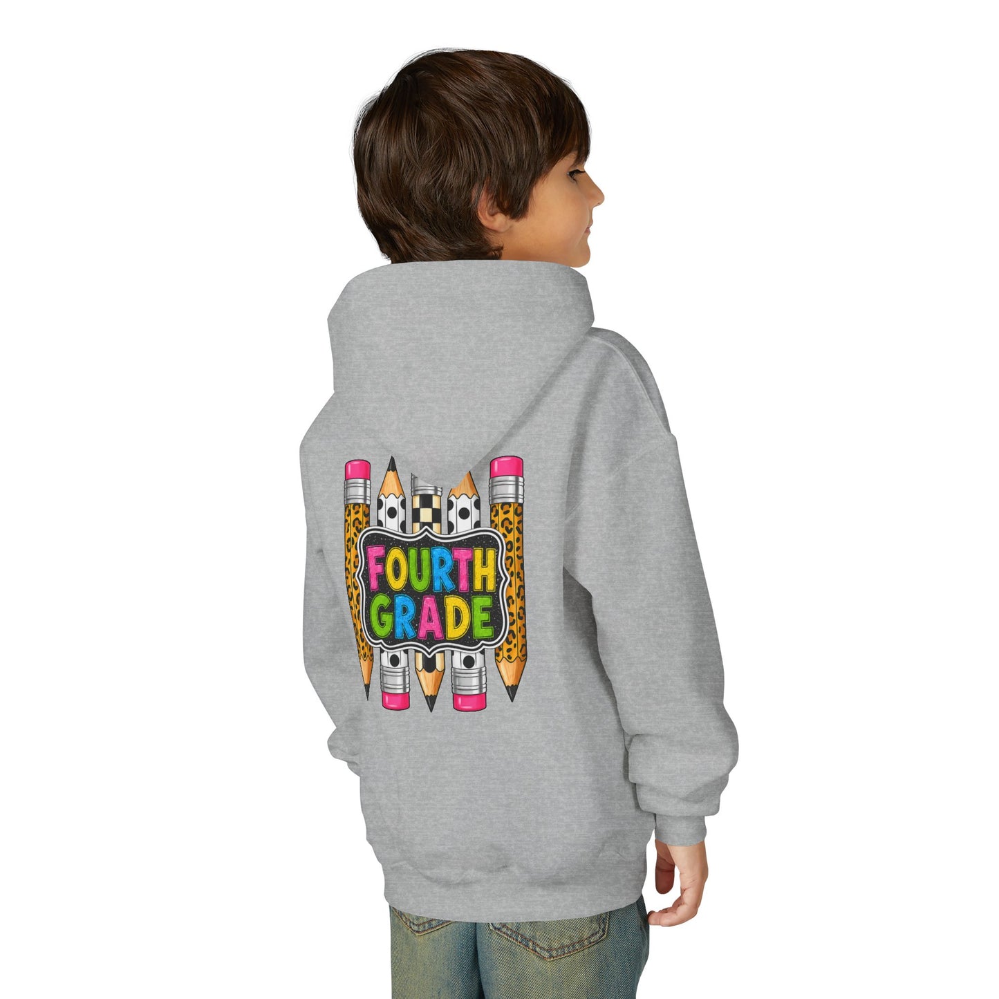 Fourth Grade Kids Hoodie — Colorful Pencil School Sweatshirt