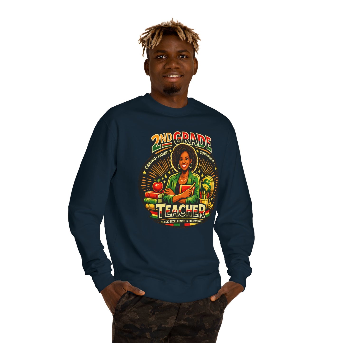 2nd Grade Teacher Sweatshirt — Proud Black Educator Crewneck