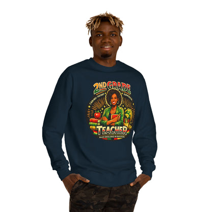 2nd Grade Teacher Sweatshirt — Proud Black Educator Crewneck