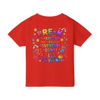 Toddler T‑Shirt — "Pre-K: Where Our New Adventure Begins!" Colorful Back-to-School Tee