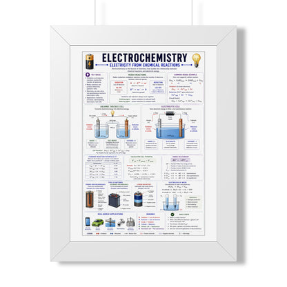 Electrochemistry Poster — Framed Educational Chemistry Wall Chart
