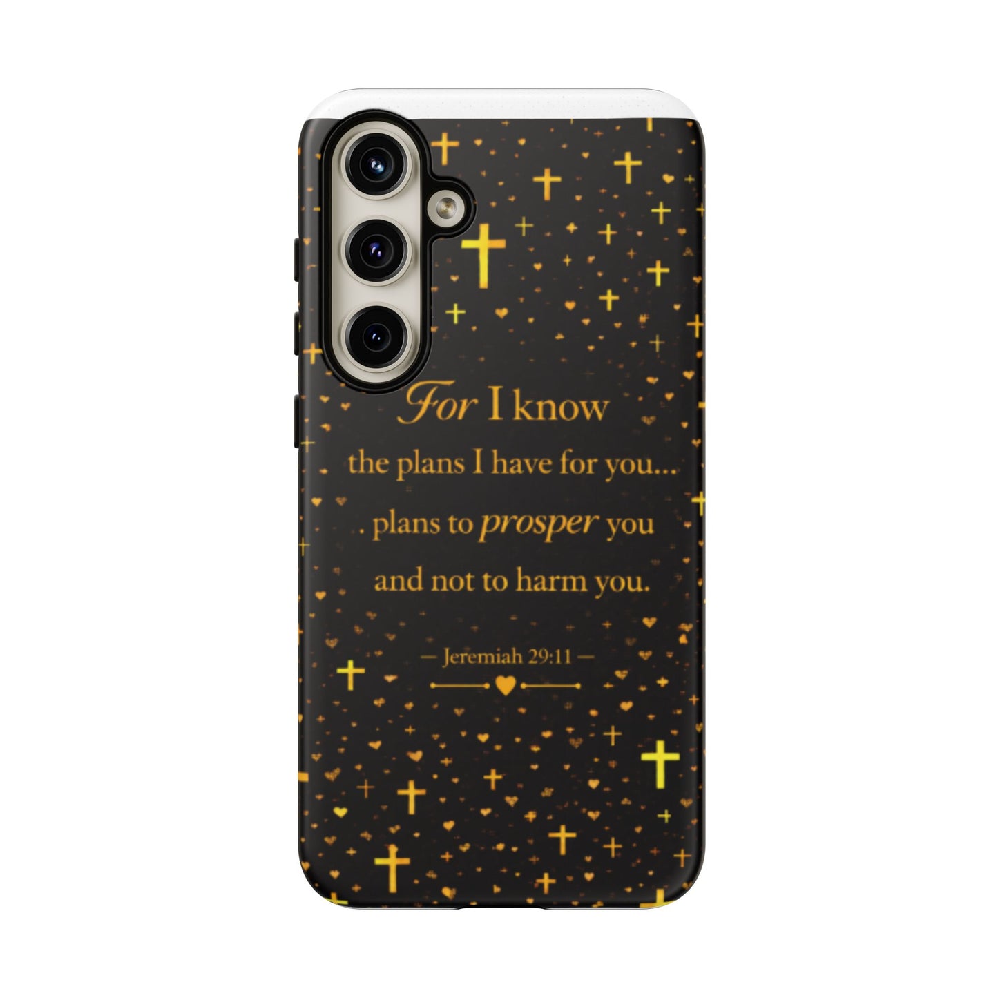 Phone Case — "For I Know" Jeremiah 29:11 Gold Cross Christian Tough Case