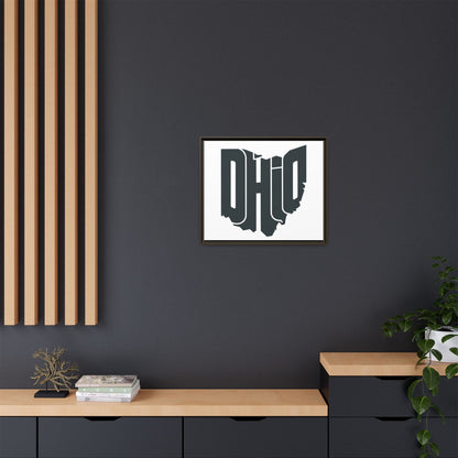 Ohio State Shape Matte Canvas Wall Art — Framed Modern State Typography Print