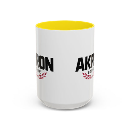 Akron Est. 1825 Accent Coffee Mug — Vintage City Pride Ceramic Mug