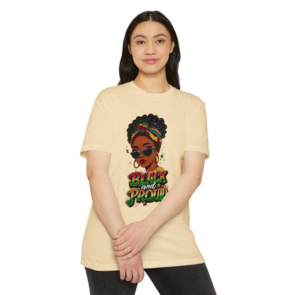 Black and Proud Graphic T-Shirt — Afrocentric Woman Design