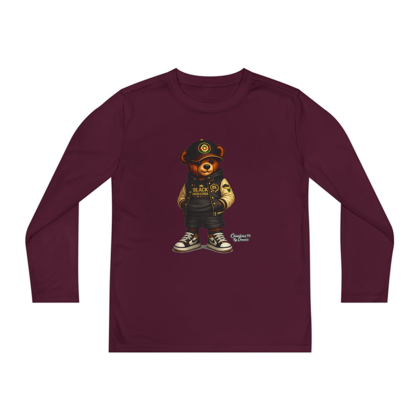 Youth Bear Police Officer Long Sleeve Tee — Cute Cop Bear Graphic Shirt