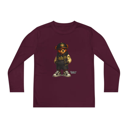 Youth Bear Police Officer Long Sleeve Tee — Cute Cop Bear Graphic Shirt