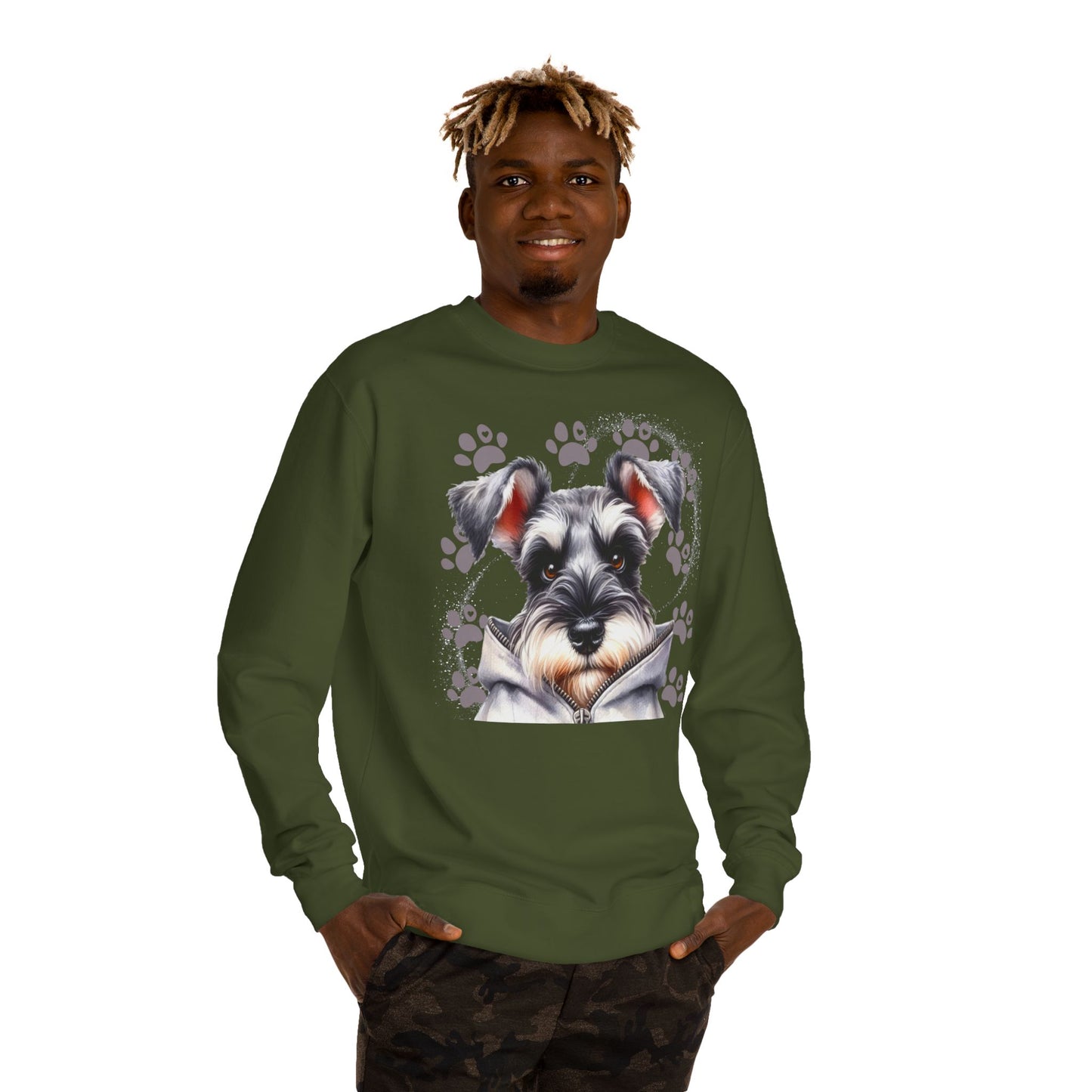 Schnauzer Pawprint Sweatshirt — Cute Dog Graphic Crewneck