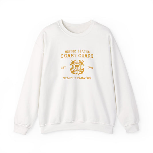 Coast Guard Crest Crewneck Sweatshirt — "Semper Paratus" Military Pullover