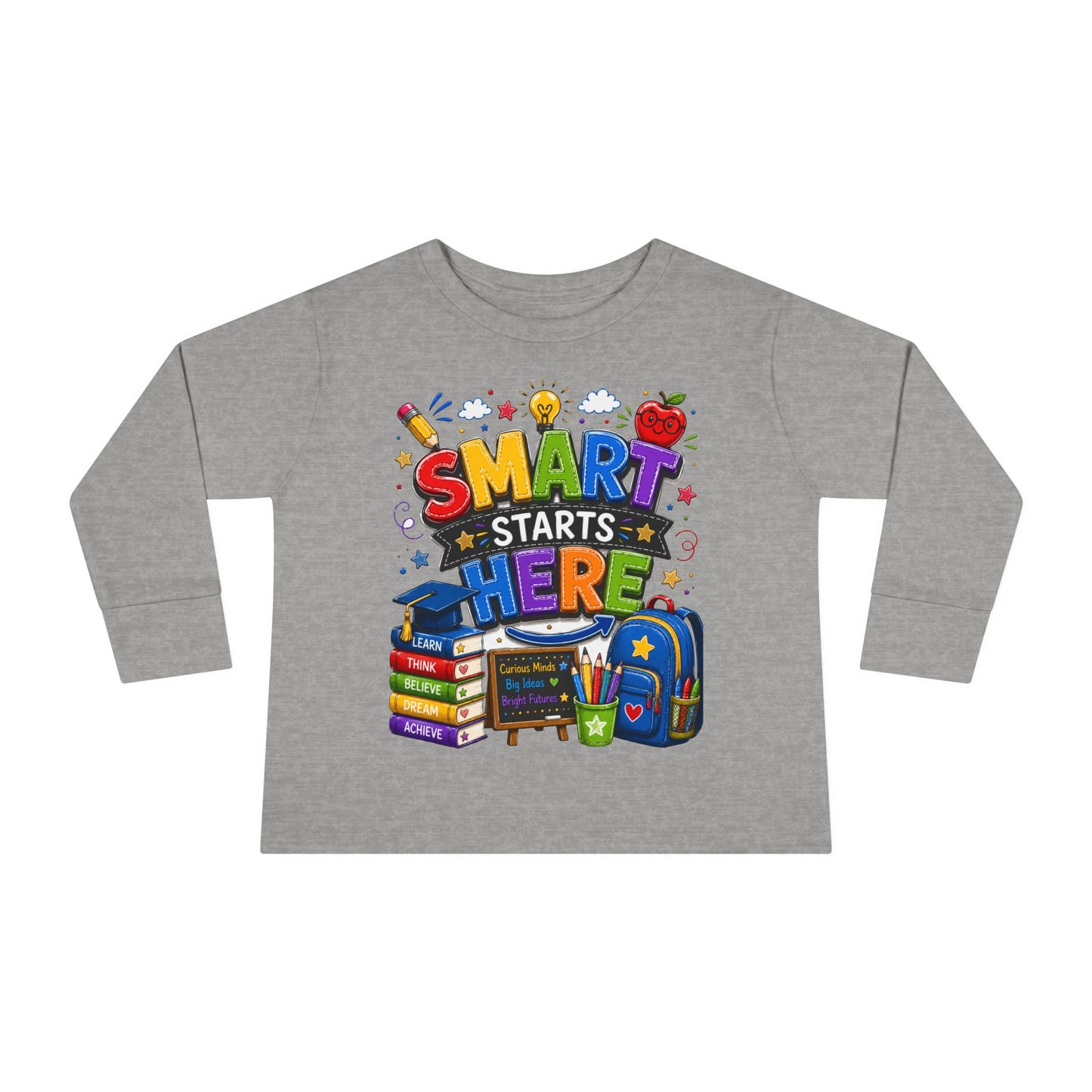 Smart Starts Here Toddler Long Sleeve Tee — Back-to-School Kids Shirt