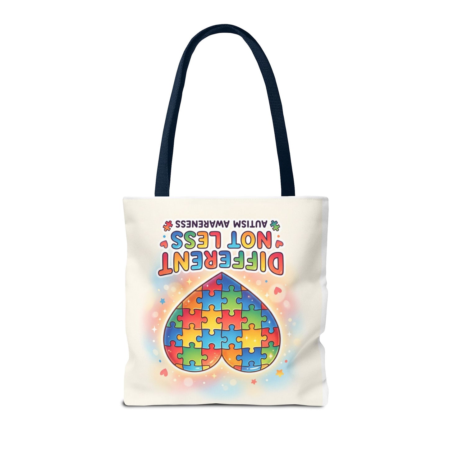 Autism Awareness Tote Bag — "Different Not Less" Puzzle Heart Design
