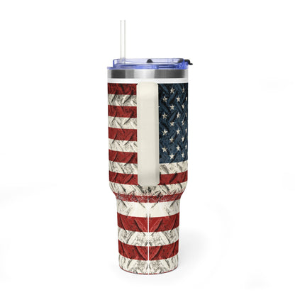 40oz Vacuum Tumbler - "World's Best No.1 Dad" American Flag Travel Mug