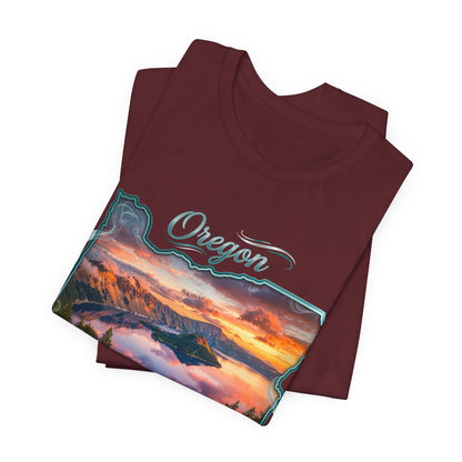 Oregon Pacific Wonderland T‑Shirt — Scenic Sunset State Map Tee