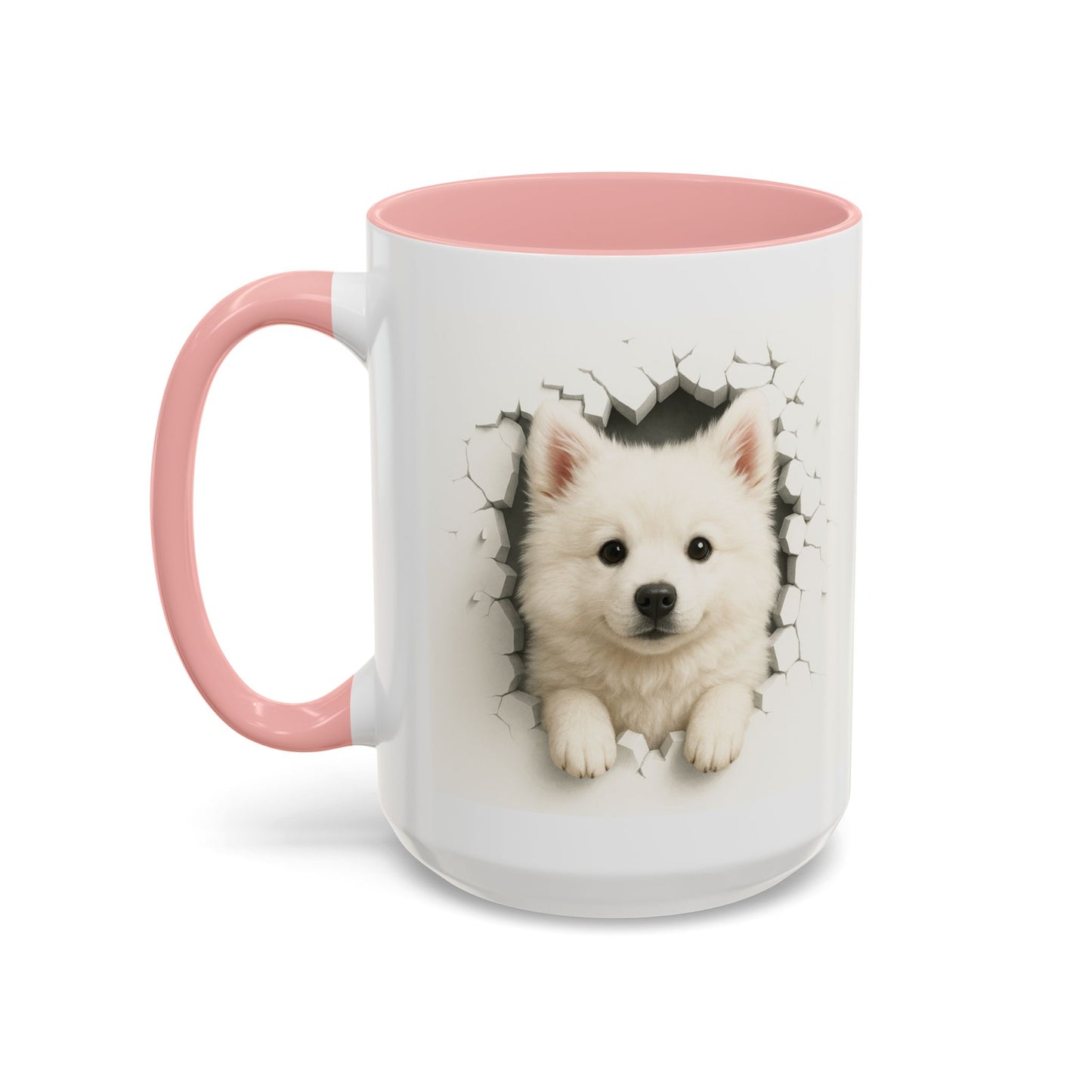 White Samoyed Puppy Accent Coffee Mug — Cute Dog Breakthrough Design (11/15 oz)