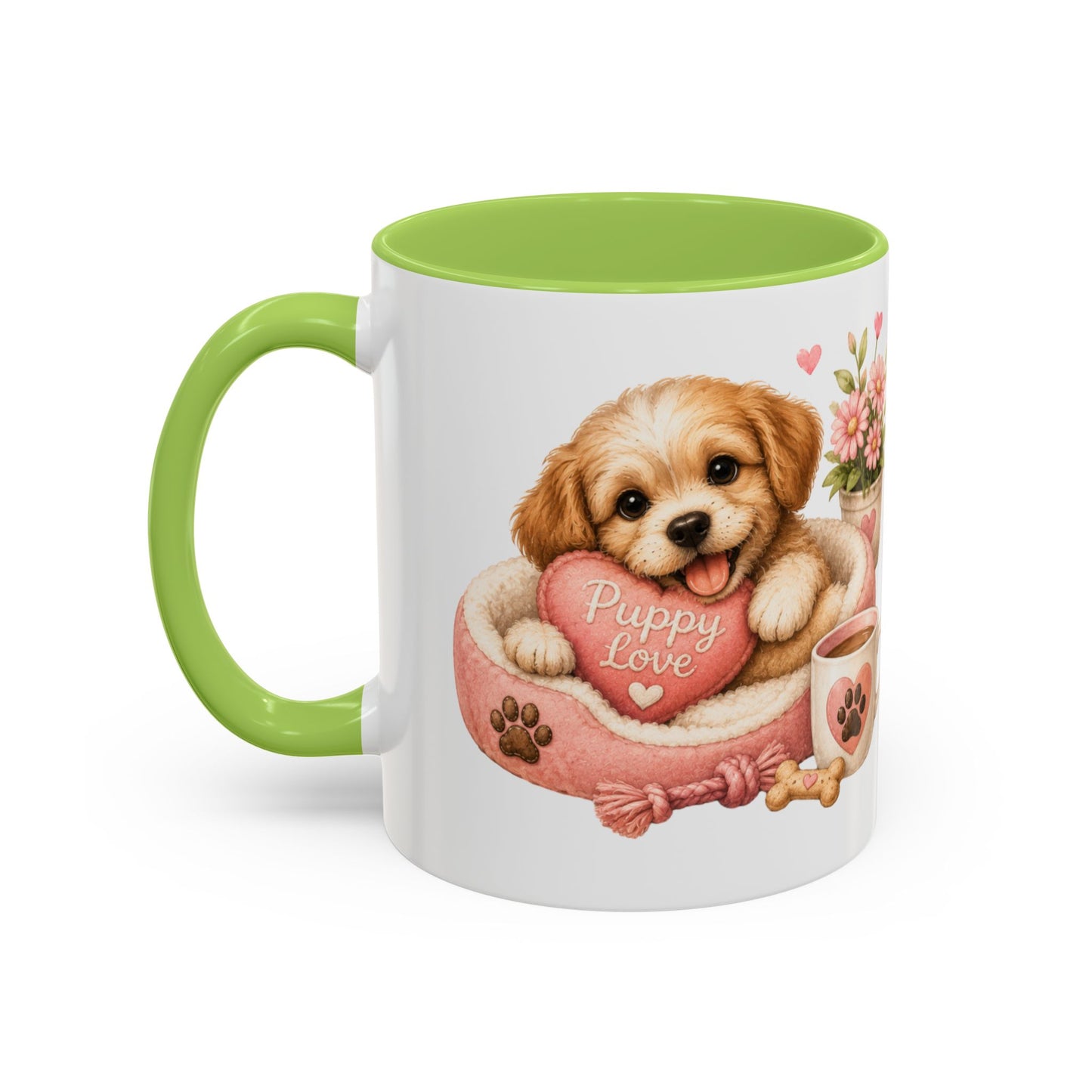 Puppy Love Coffee Mug — Cute Dog Heart Accent Mug (11/15oz)