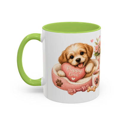 Puppy Love Coffee Mug — Cute Dog Heart Accent Mug (11/15oz)