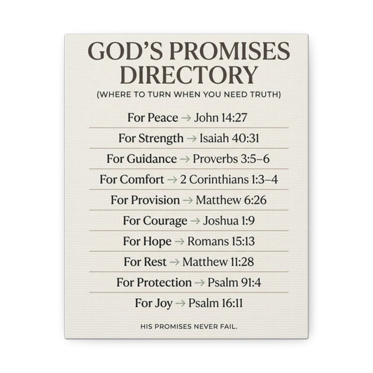 God's Promises Directory Canvas - Scripture Reference Wall Art