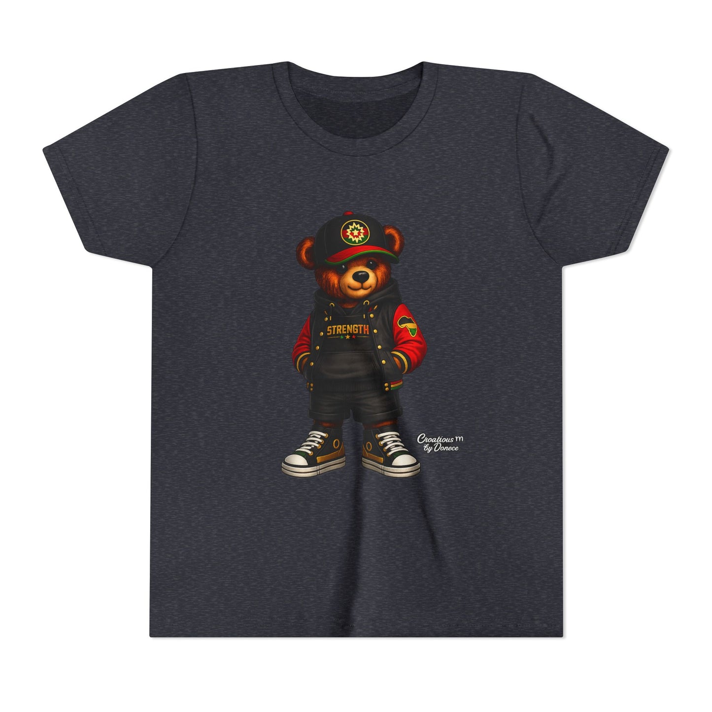 Kids Teddy Bear Streetwear Tee — 'Strength' Graphic Youth T-Shirt