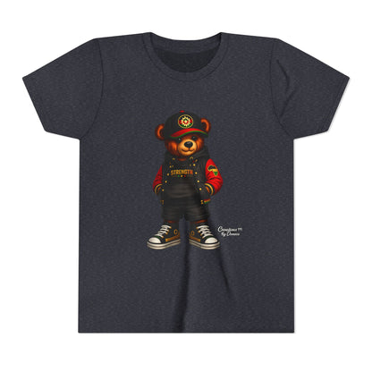Kids Teddy Bear Streetwear Tee — 'Strength' Graphic Youth T-Shirt