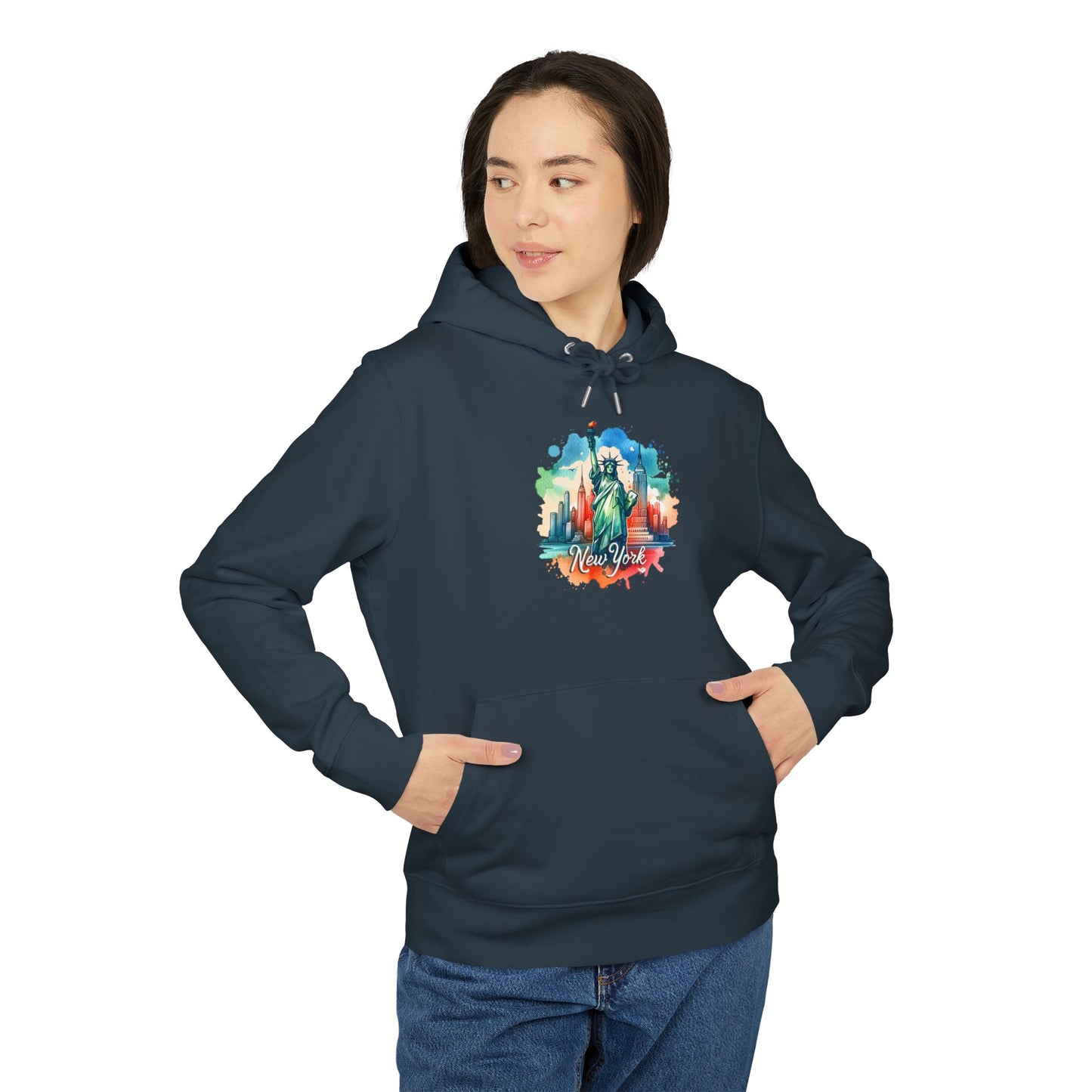 New York Watercolor Statue of Liberty Hoodie