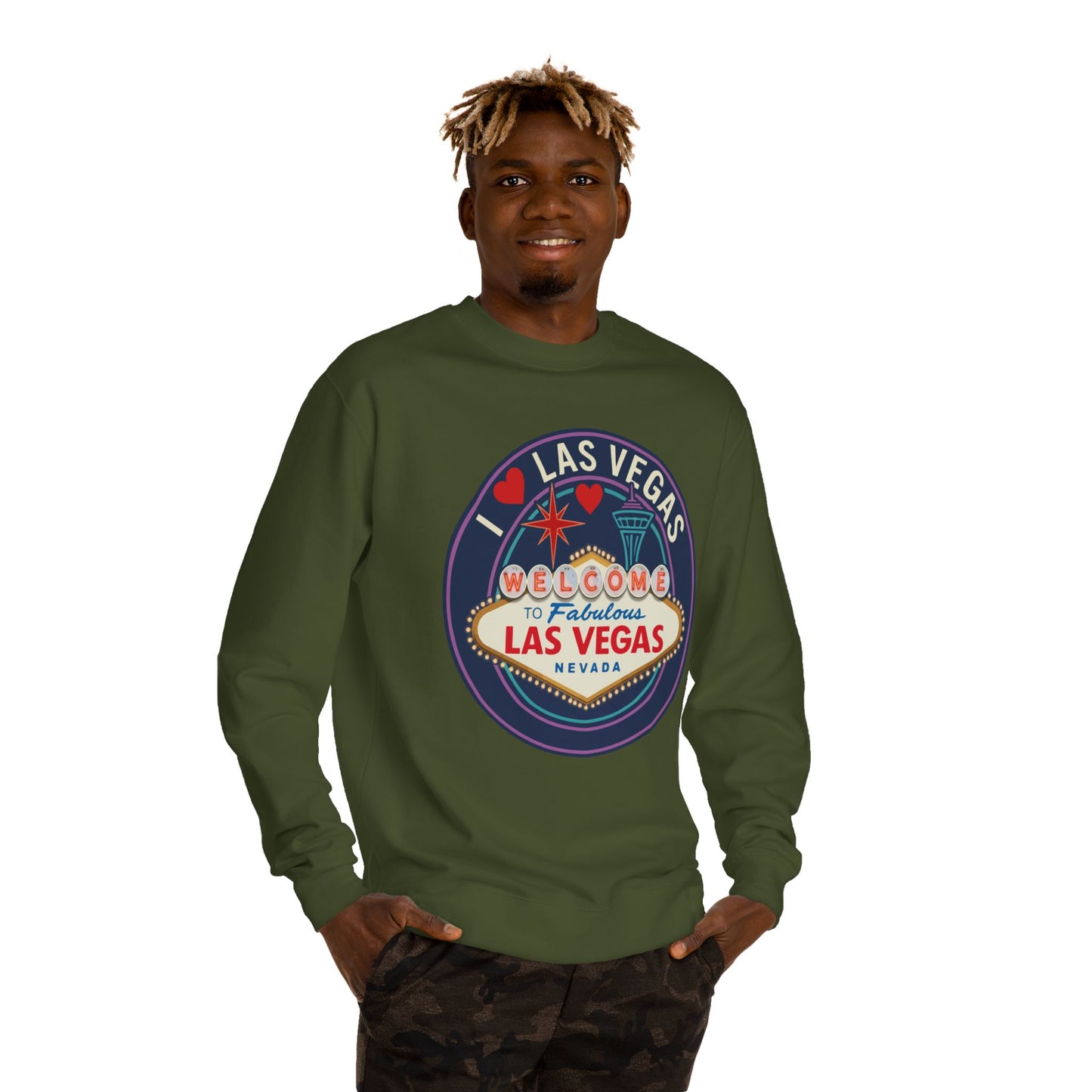 Las Vegas Welcome Sign Sweatshirt – Retro "I  Las Vegas" Crewneck