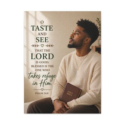 Canvas Wall Art - Psalm 34:8 "Taste and See" Inspirational Christian Prayer Print