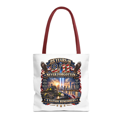 25 Years of 9/11 Never Forgotten Tote Bag – Memorial Tribute AOP