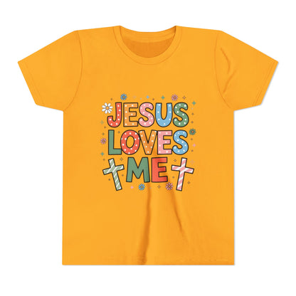Youth Tee — "Jesus Loves Me" Colorful Christian Kids T-Shirt