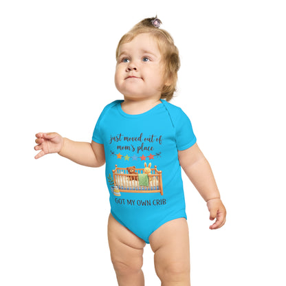 Baby Bodysuit "Just Moved Out of Mom's Place — Got My Own Crib" Cute Newborn Onesie