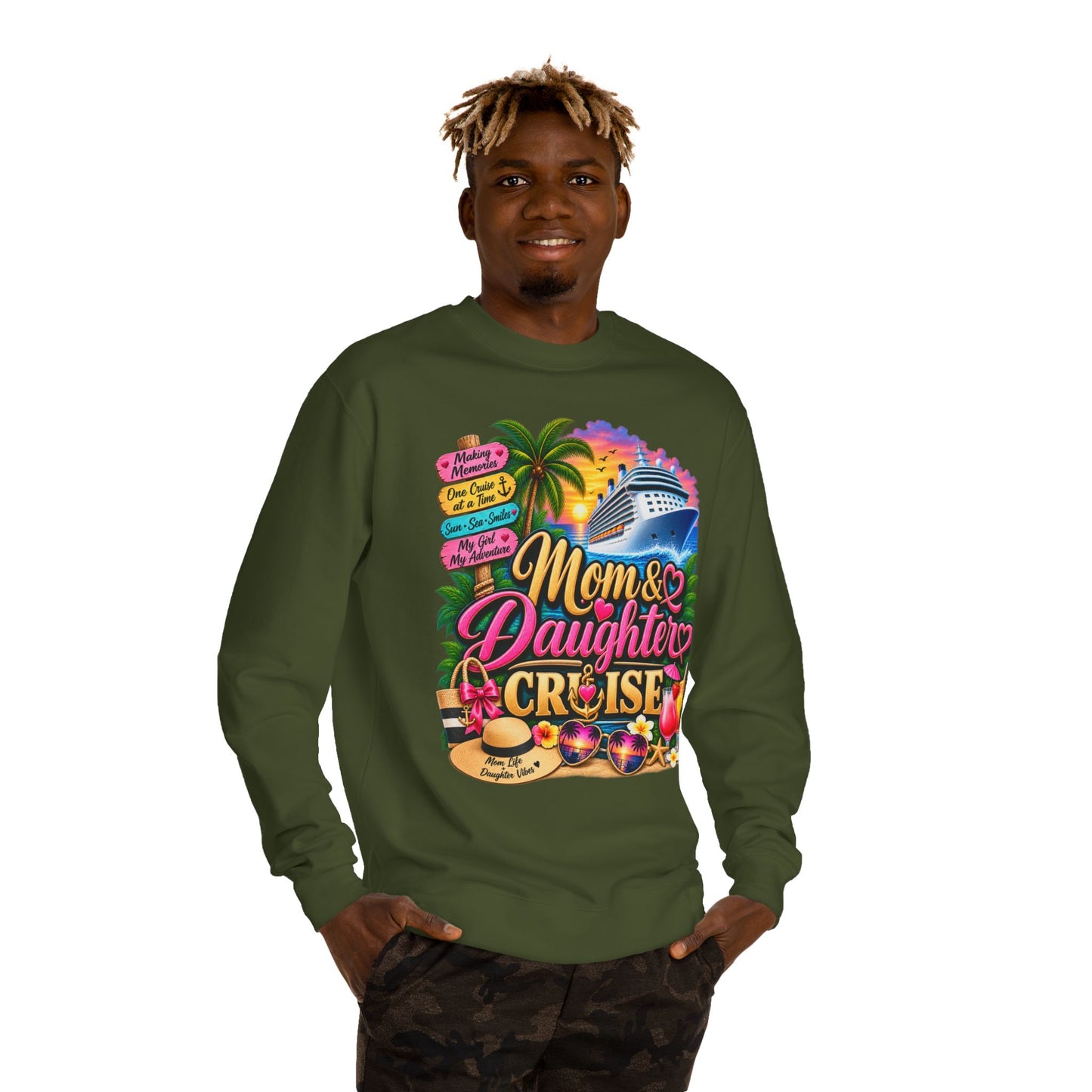Mom & Daughter Cruise Sweatshirt — Tropical Vacation Cruise Crewneck