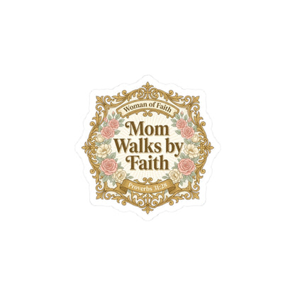 Mom Walks by Faith Sticker | minimalist mom life, cool mom streetwear