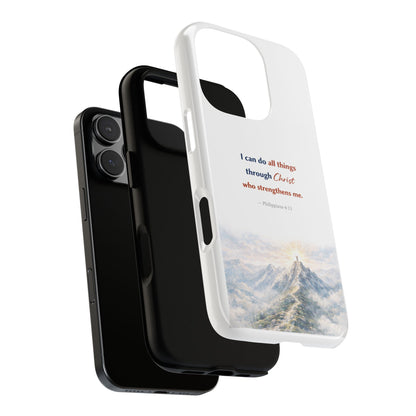 Christian Phone Case – “I Can Do All Things Through Christ” Inspirational Tough Case