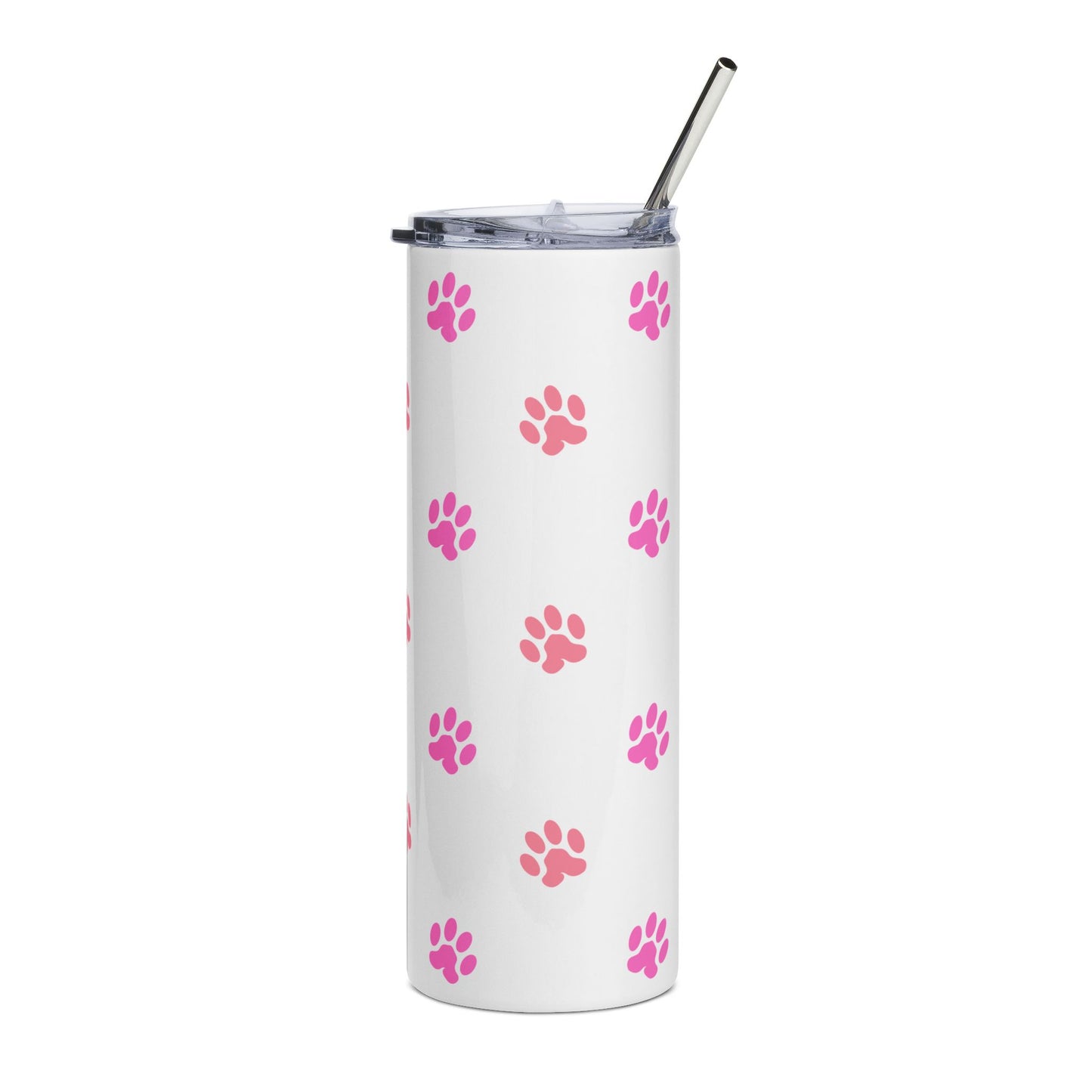 20oz Paw Print Tumbler – Pink Dog Cat Paws Stainless Steel Travel Cup