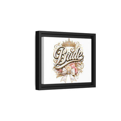 Framed Bride Canvas Wall Art — Elegant Bridal Crown & Floral Wedding Decor