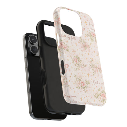 Walk By Faith Phone Case | Christian Floral iPhone Case