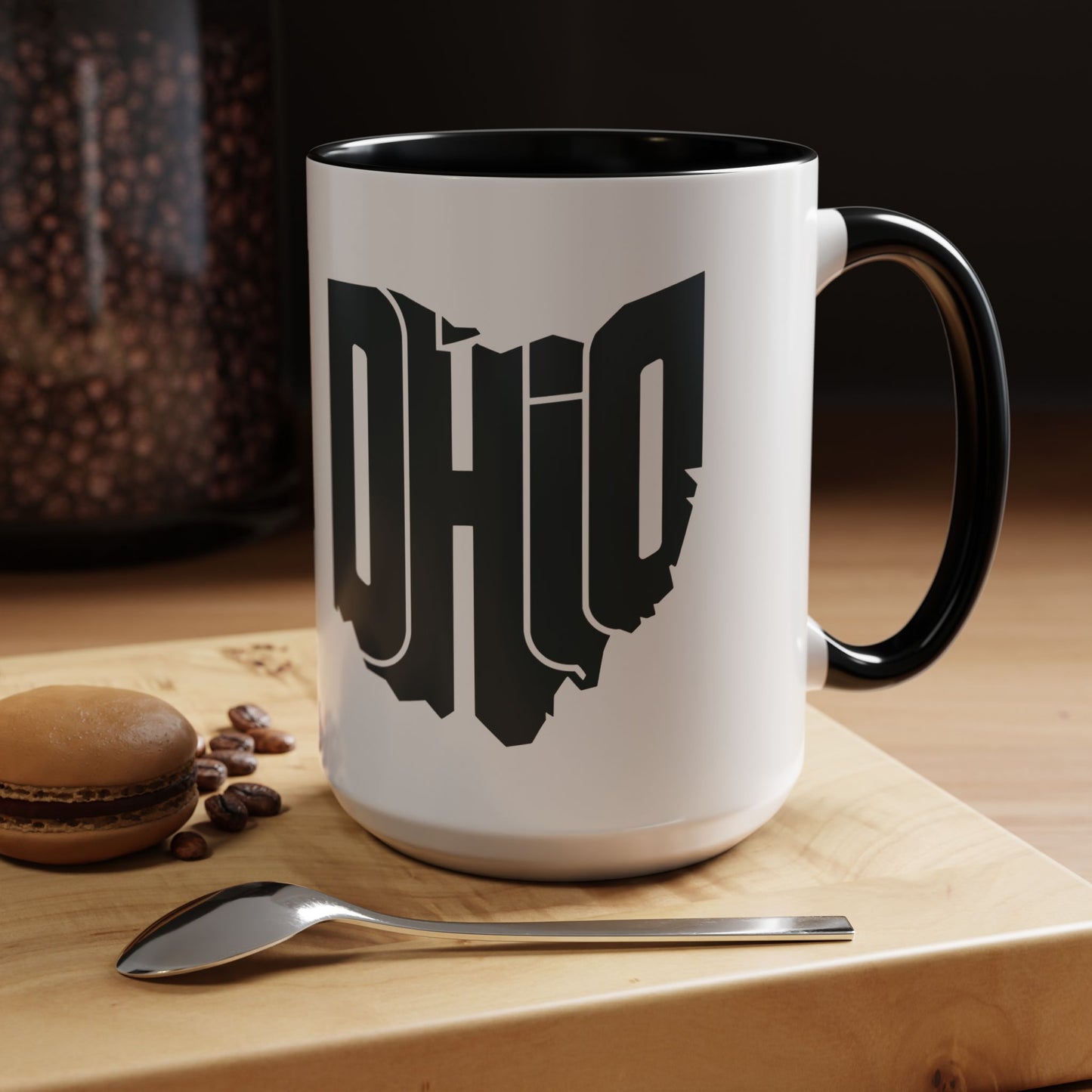 Ohio State Outline Accent Coffee Mug – Black Handle & Interior