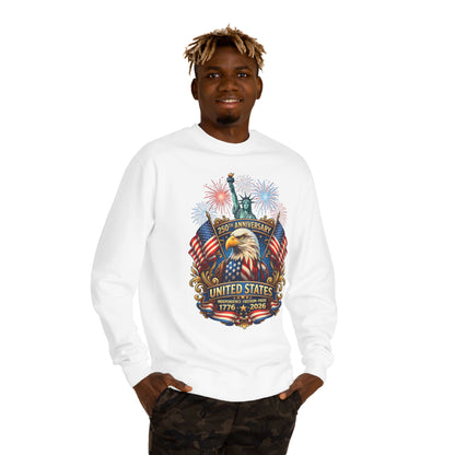 250th Anniversary United States Sweatshirt — Patriotic Eagle, Flags & Fireworks (1776–2026)