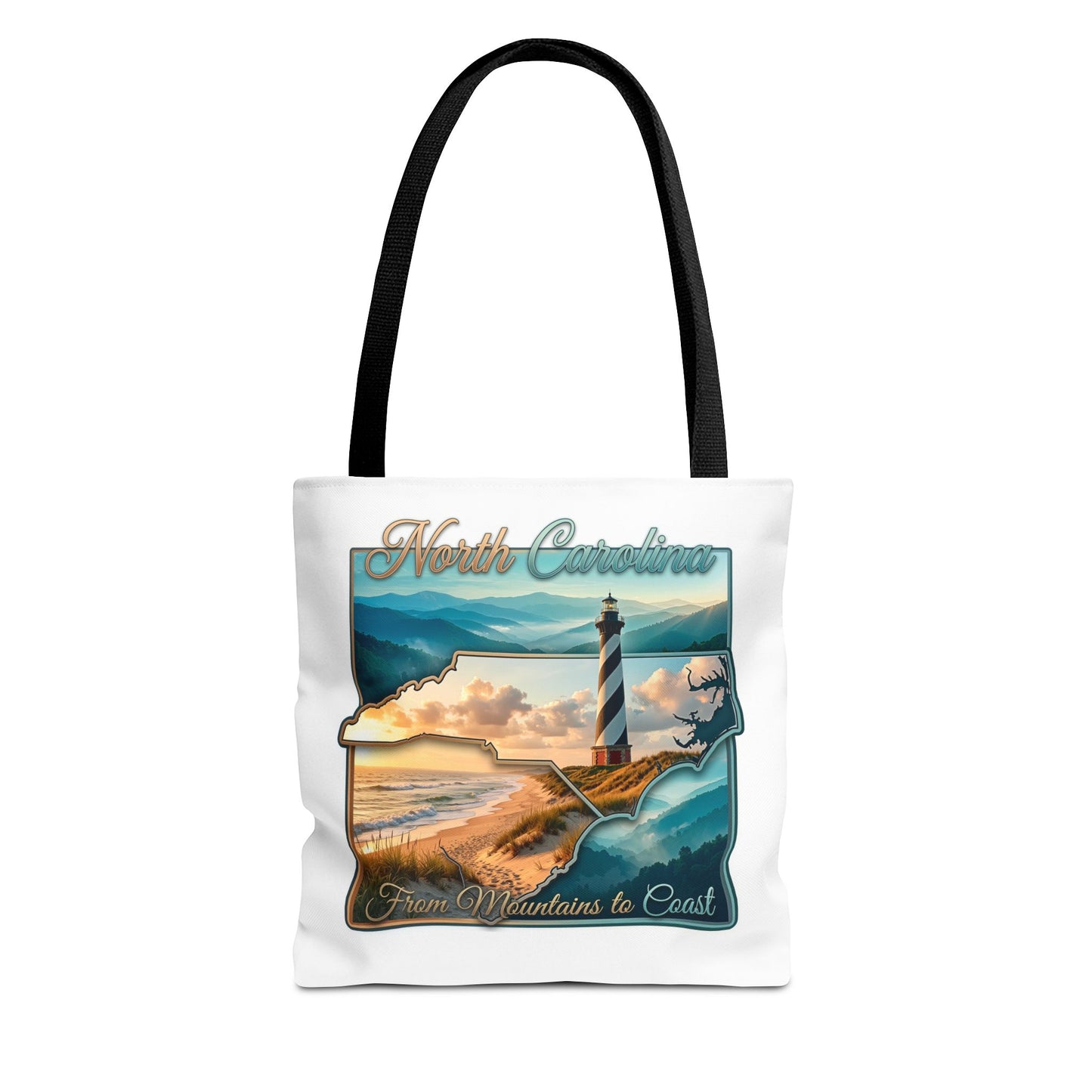 North Carolina Lighthouse Tote Bag — "From Mountains to Coast" Scenic Beach Tote