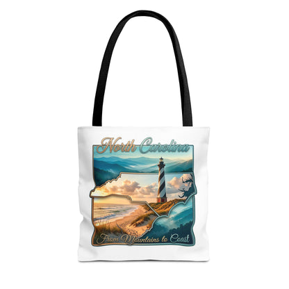 North Carolina Lighthouse Tote Bag — "From Mountains to Coast" Scenic Beach Tote