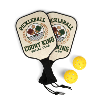 Pickleball Paddle Set — "Pickleball Court King" Design Kit (2 Paddles + Balls)