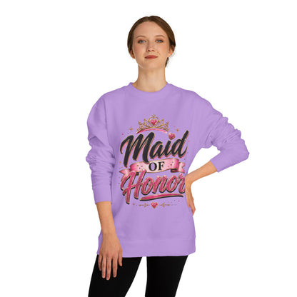 Maid of Honor Sweatshirt — Pink Script Bridal Party Crewneck