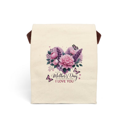 Mother's Day Canvas Lunch Bag — "Happy Mother's Day I Love You" Floral Tote