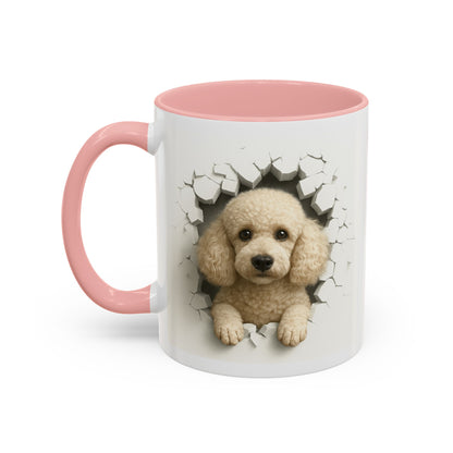 Poodle Peeking Accent Coffee Mug – Cute Dog Lover Gift (11/15oz)