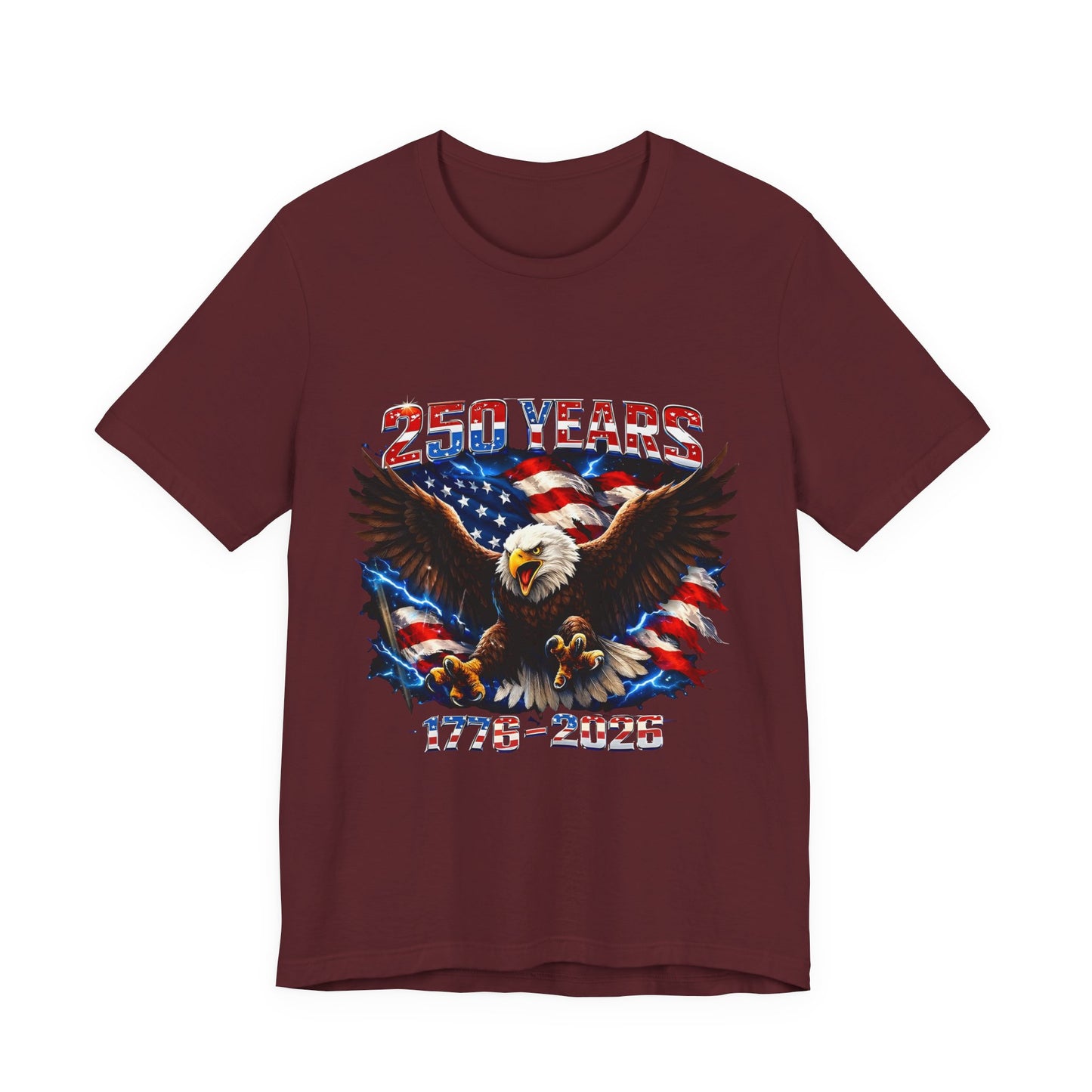 250 Years Bald Eagle American Flag T-Shirt — 1776–2026 Patriotic Tee