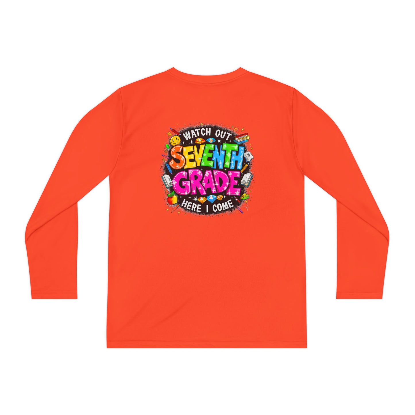 Seventh Grade Youth Long Sleeve Tee — "Watch Out Seventh Grade Here I Come" Back-to-School Shirt