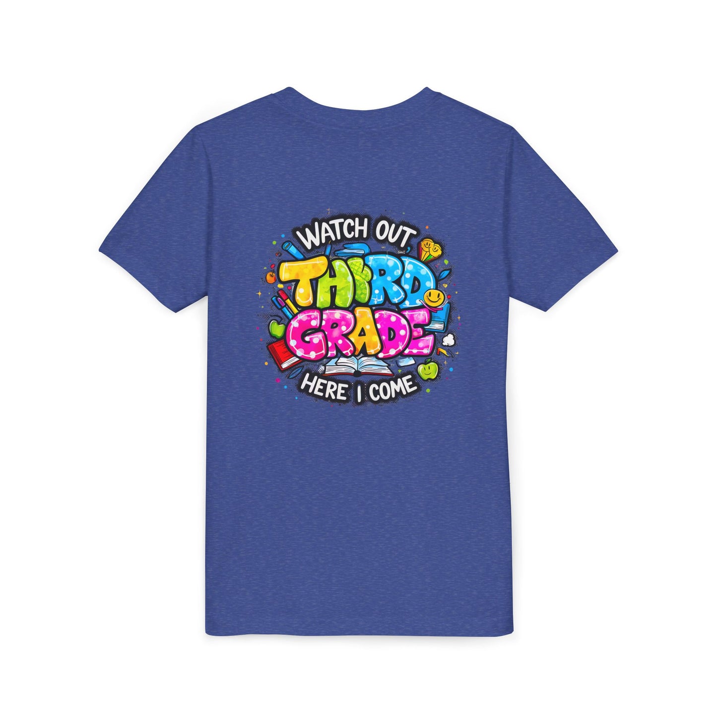 Third Grade Kids T‑Shirt — "Watch Out Third Grade Here I Come" Back-to-School Tee