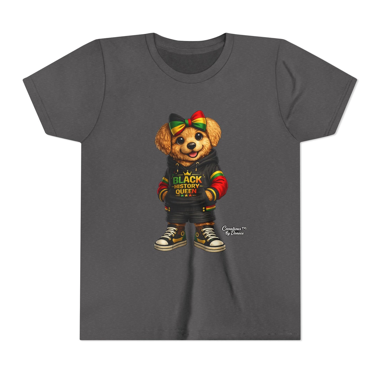 Youth Tee — Black History Queen Bear Graphic T-Shirt