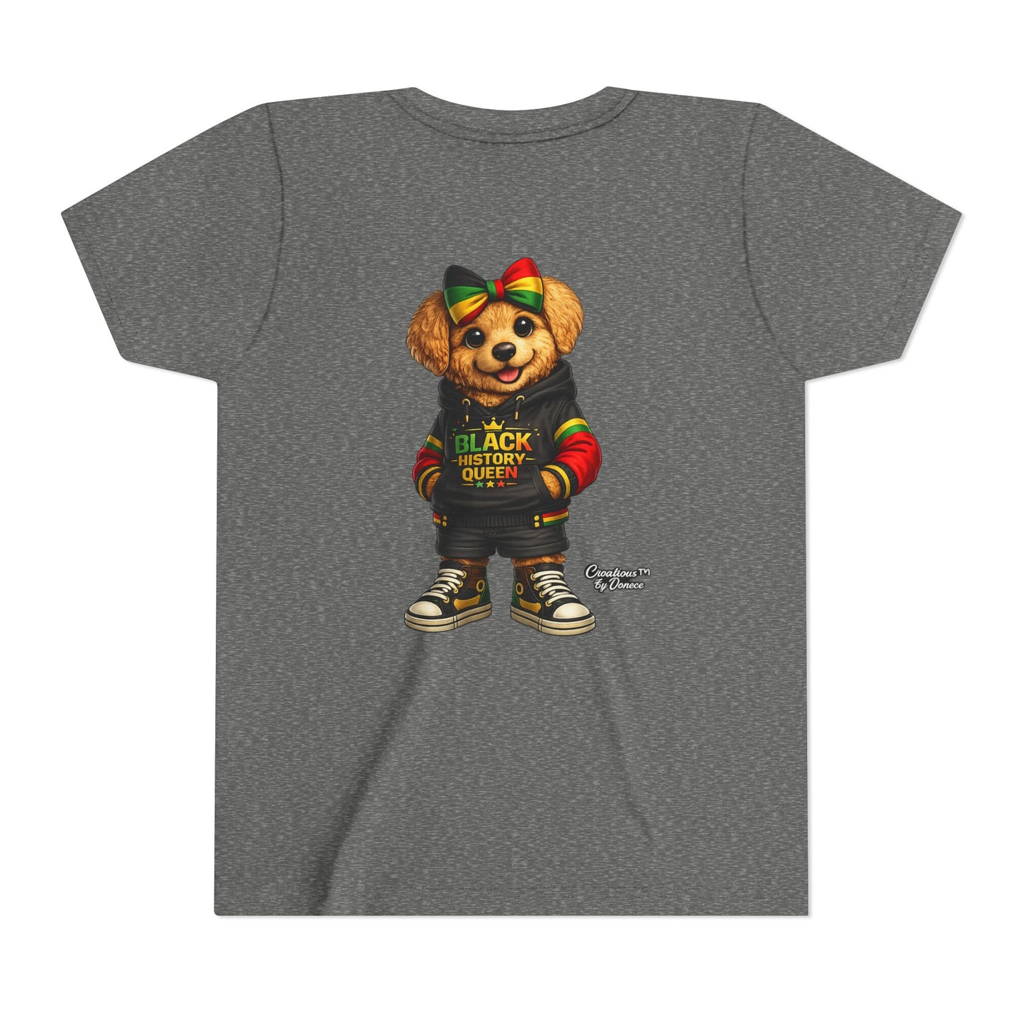 Youth Tee — Black History Queen Bear Graphic T-Shirt