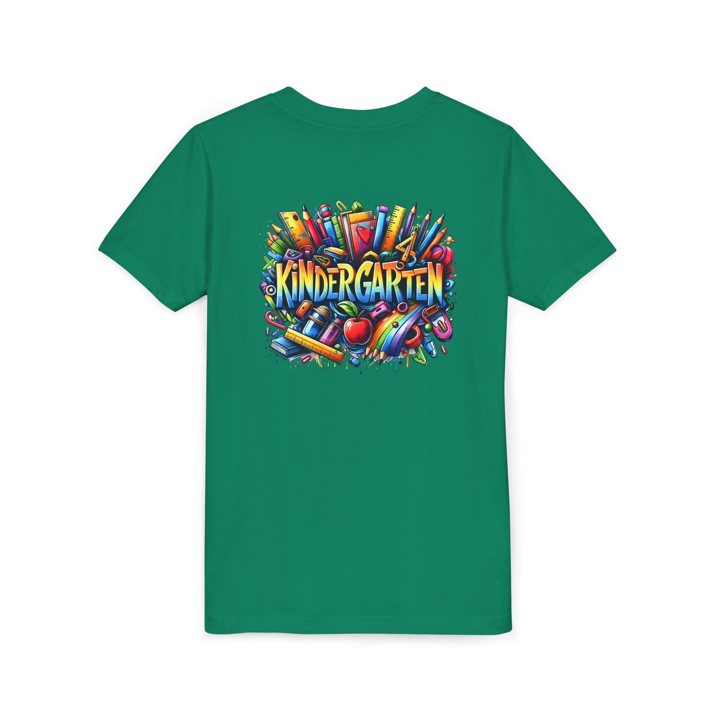 Kindergarten Colorful School Supplies Youth Tee — Back-to-School Kids T-Shirt