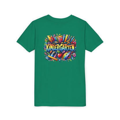 Kindergarten Colorful School Supplies Youth Tee — Back-to-School Kids T-Shirt